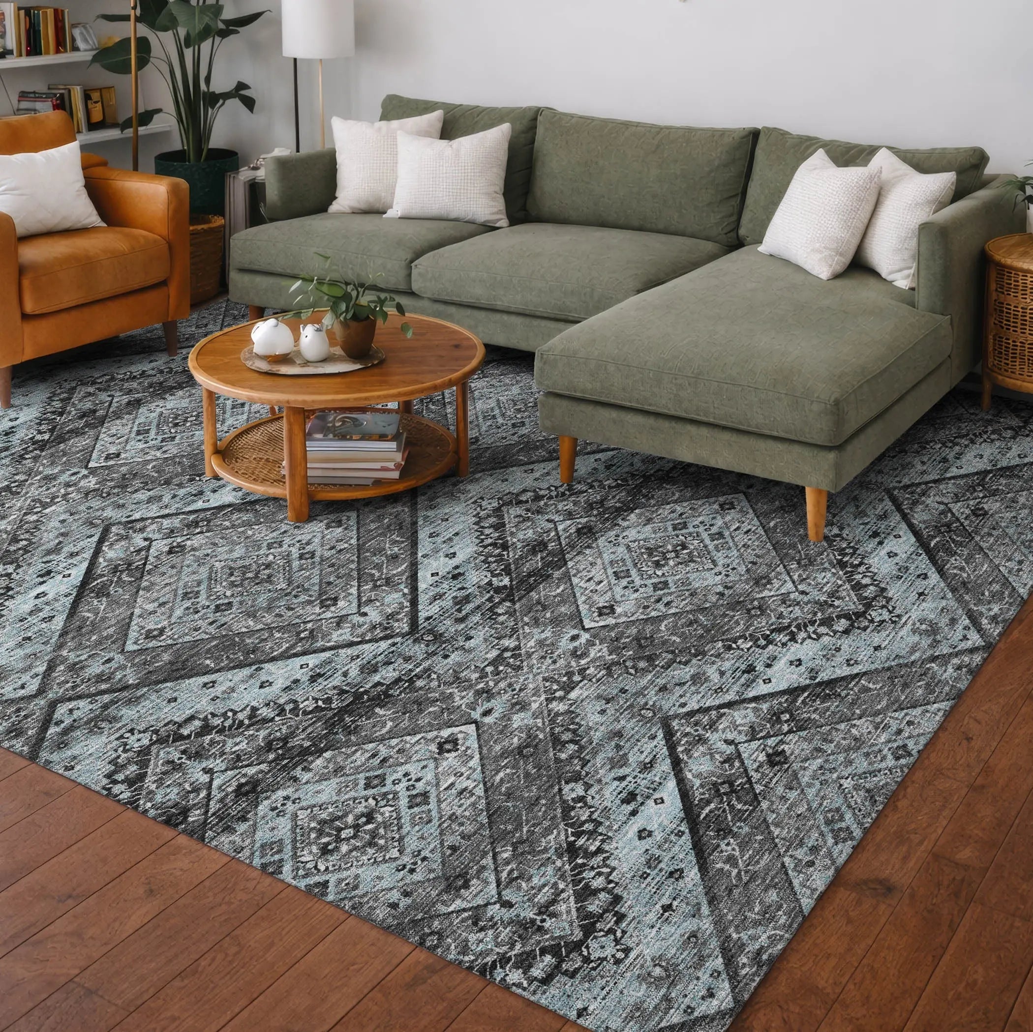 8' X 10' Gray And Brown Tribal Washable Indoor Outdoor Area Rug Homeroots Outdoor