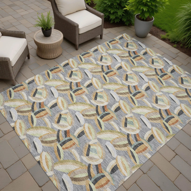 8' X 10' Gray And Charcoal Abstract Washable Indoor Outdoor Area Rug Homeroots Outdoor