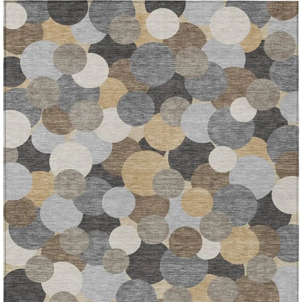 8' X 10' Gray And Chocolate Geometric Washable Indoor Outdoor Area Rug Homeroots Outdoor