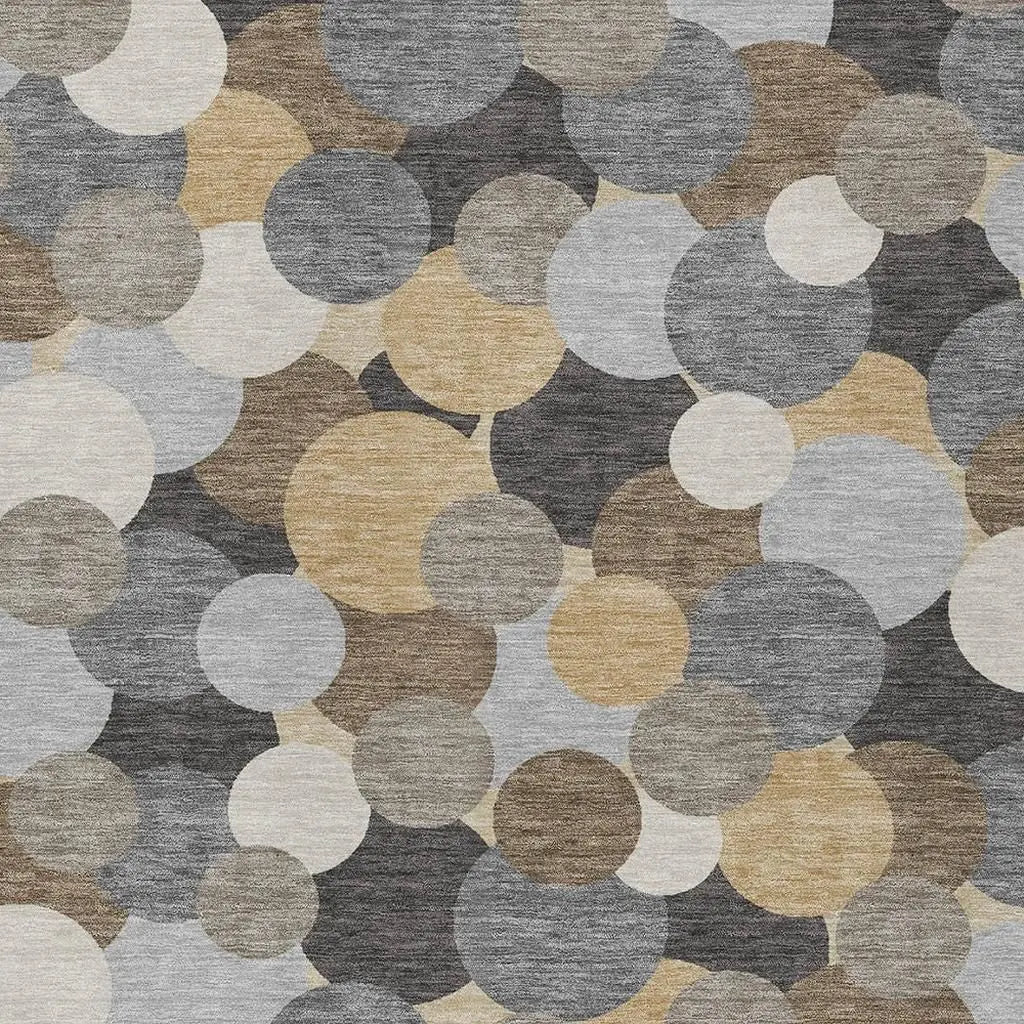 8' X 10' Gray And Chocolate Geometric Washable Indoor Outdoor Area Rug Homeroots Outdoor