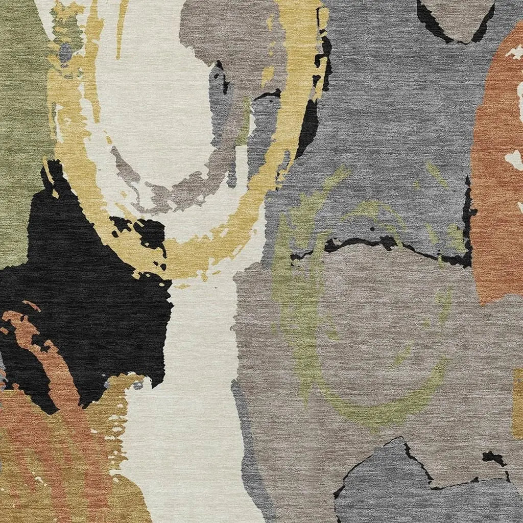 8' X 10' Gray And Copper Abstract Washable Indoor Outdoor Area Rug Homeroots Outdoor