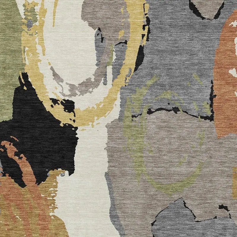 8' X 10' Gray And Copper Abstract Washable Indoor Outdoor Area Rug Homeroots Outdoor