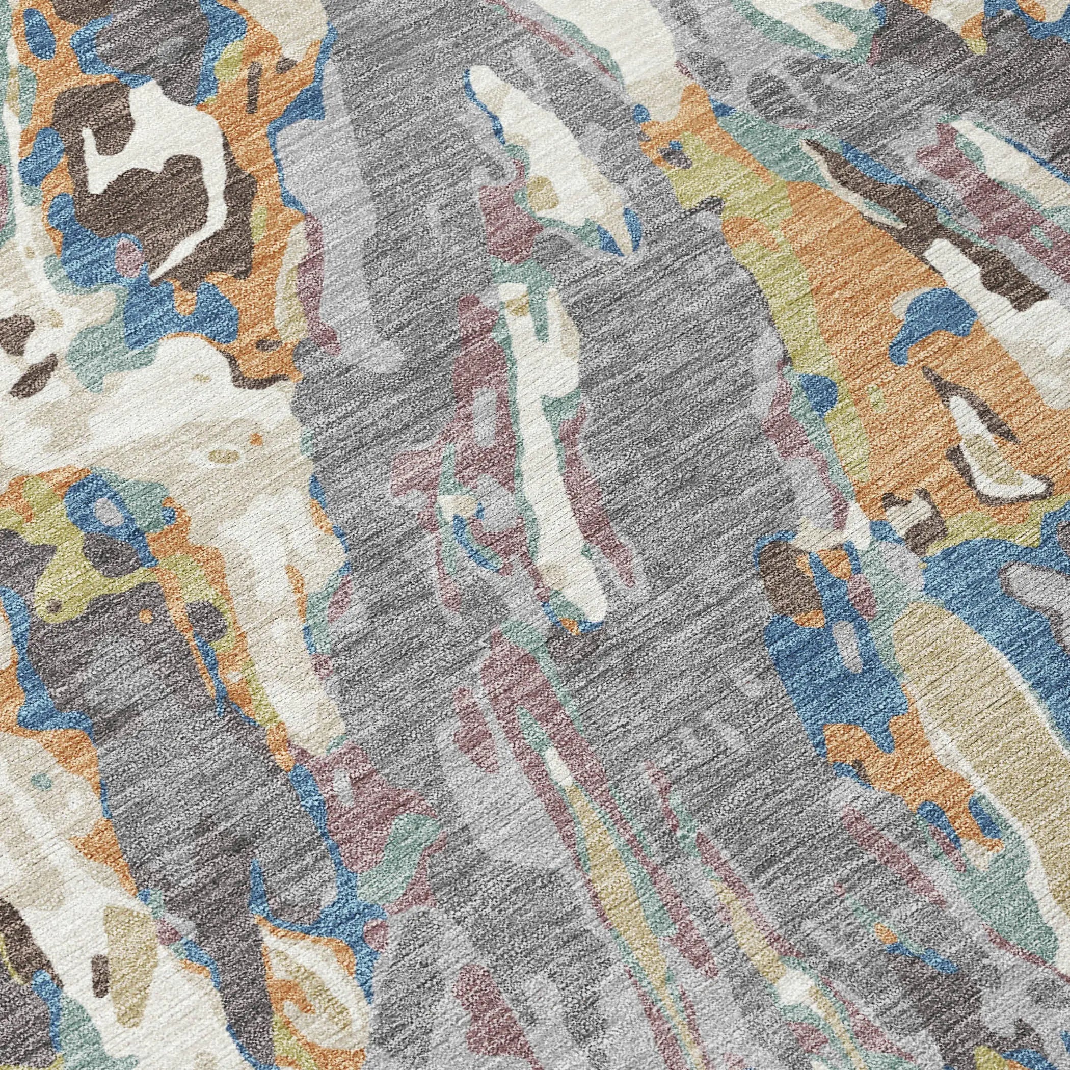 8' X 10' Gray And Copper Abstract Washable Indoor Outdoor Area Rug Homeroots Outdoor