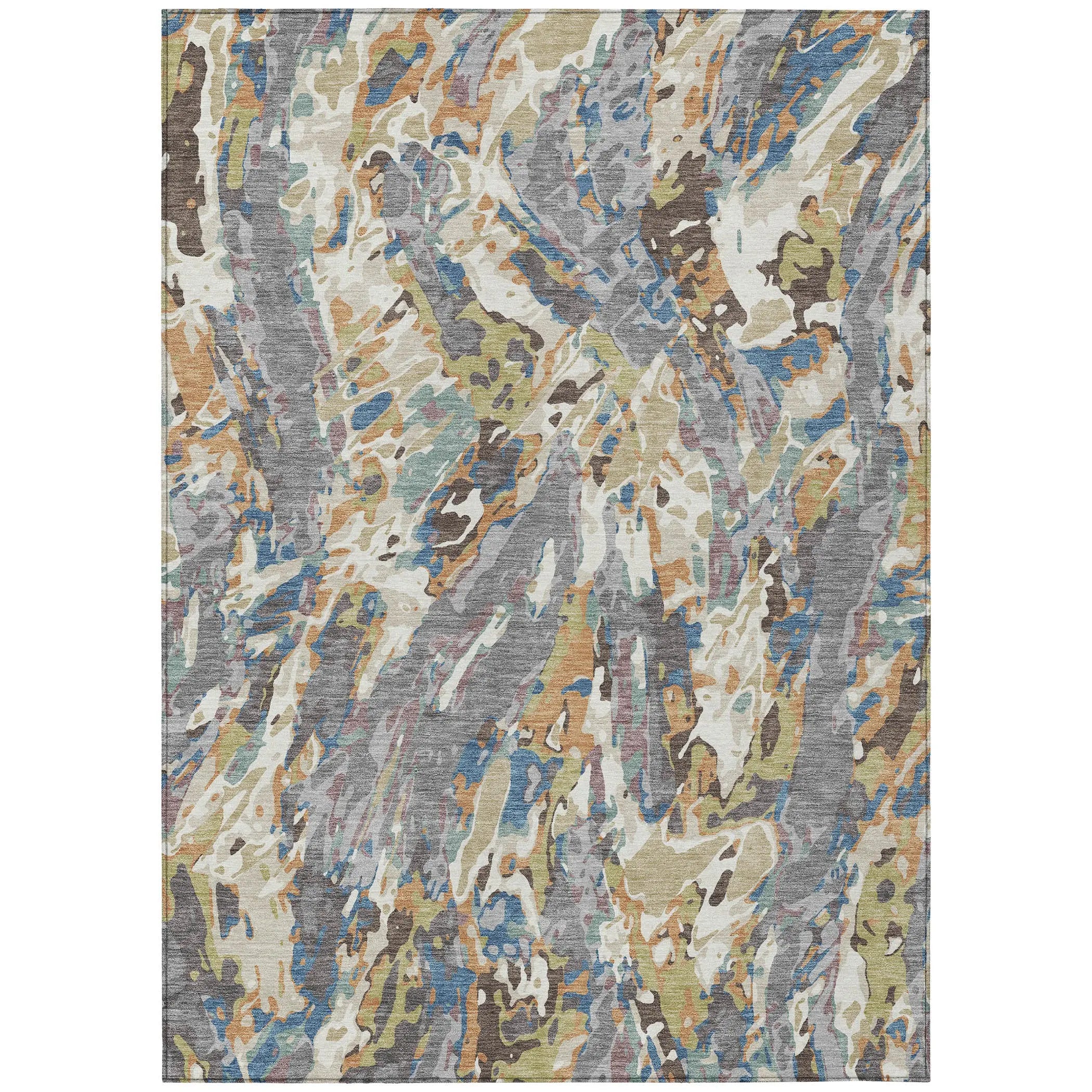 8' X 10' Gray And Copper Abstract Washable Indoor Outdoor Area Rug Homeroots Outdoor
