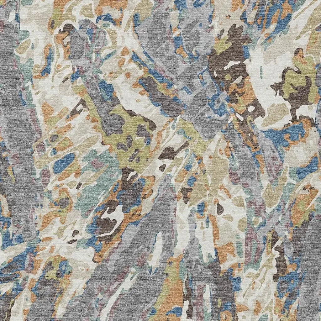8' X 10' Gray And Copper Abstract Washable Indoor Outdoor Area Rug Homeroots Outdoor