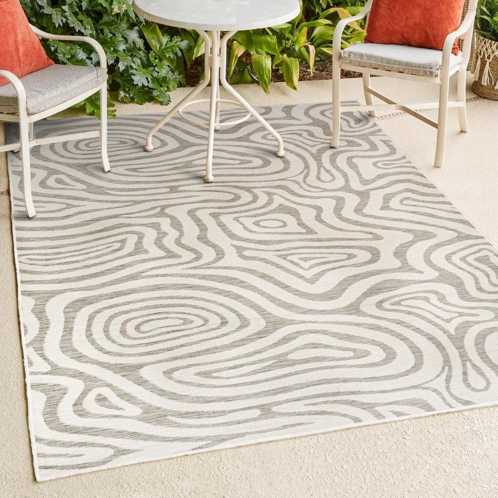 8' X 10' Gray And Cream Abstract Washable Indoor Outdoor Area Rug Homeroots Outdoor