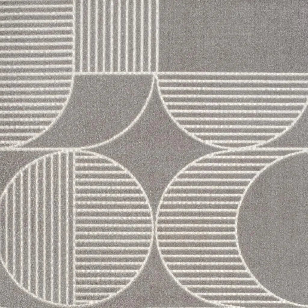 8' X 10' Gray And Cream Striped Indoor Outdoor Area Rug - GreatEagleInc