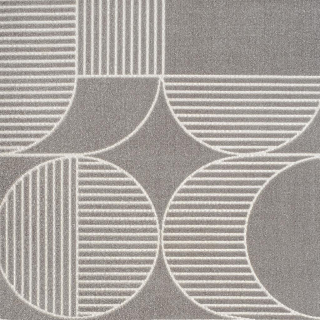 8' X 10' Gray And Cream Striped Indoor Outdoor Area Rug - GreatEagleInc