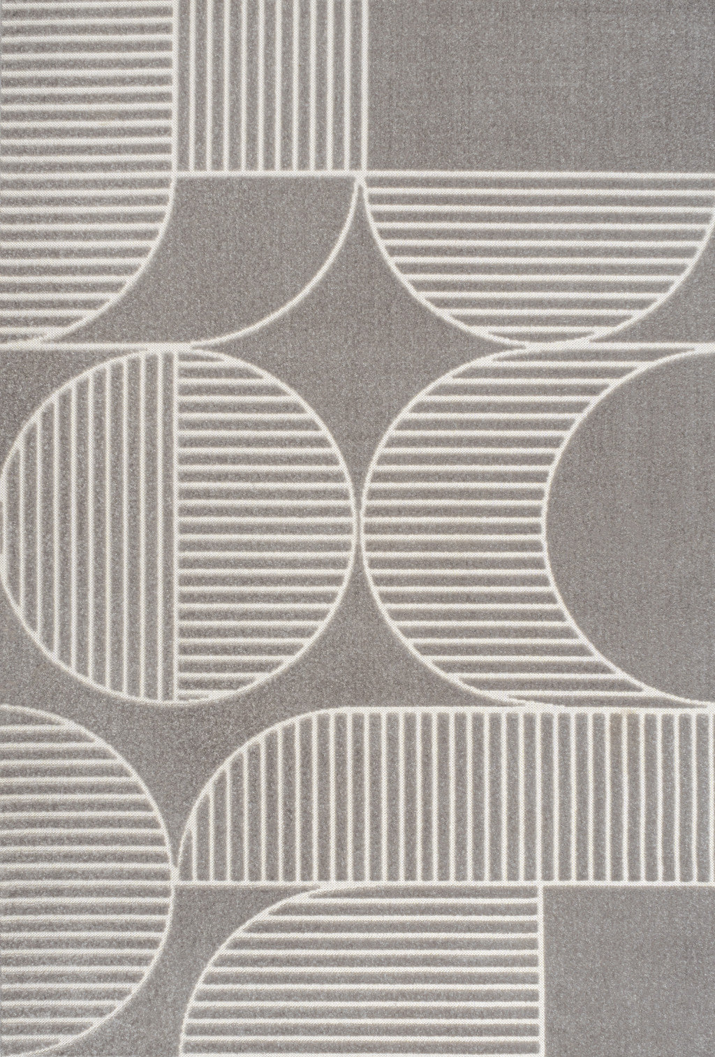 8' X 10' Gray And Cream Striped Indoor Outdoor Area Rug - GreatEagleInc