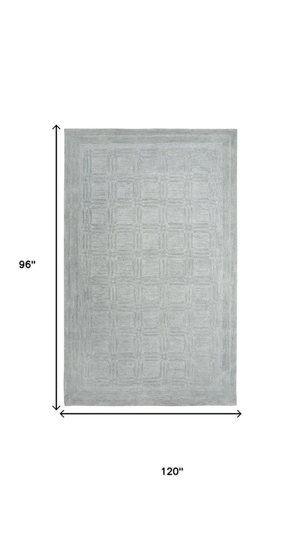 8' X 10' Gray And Dark Gray Wool Checkered Hand Tufted Area Rug Homeroots Home Decor