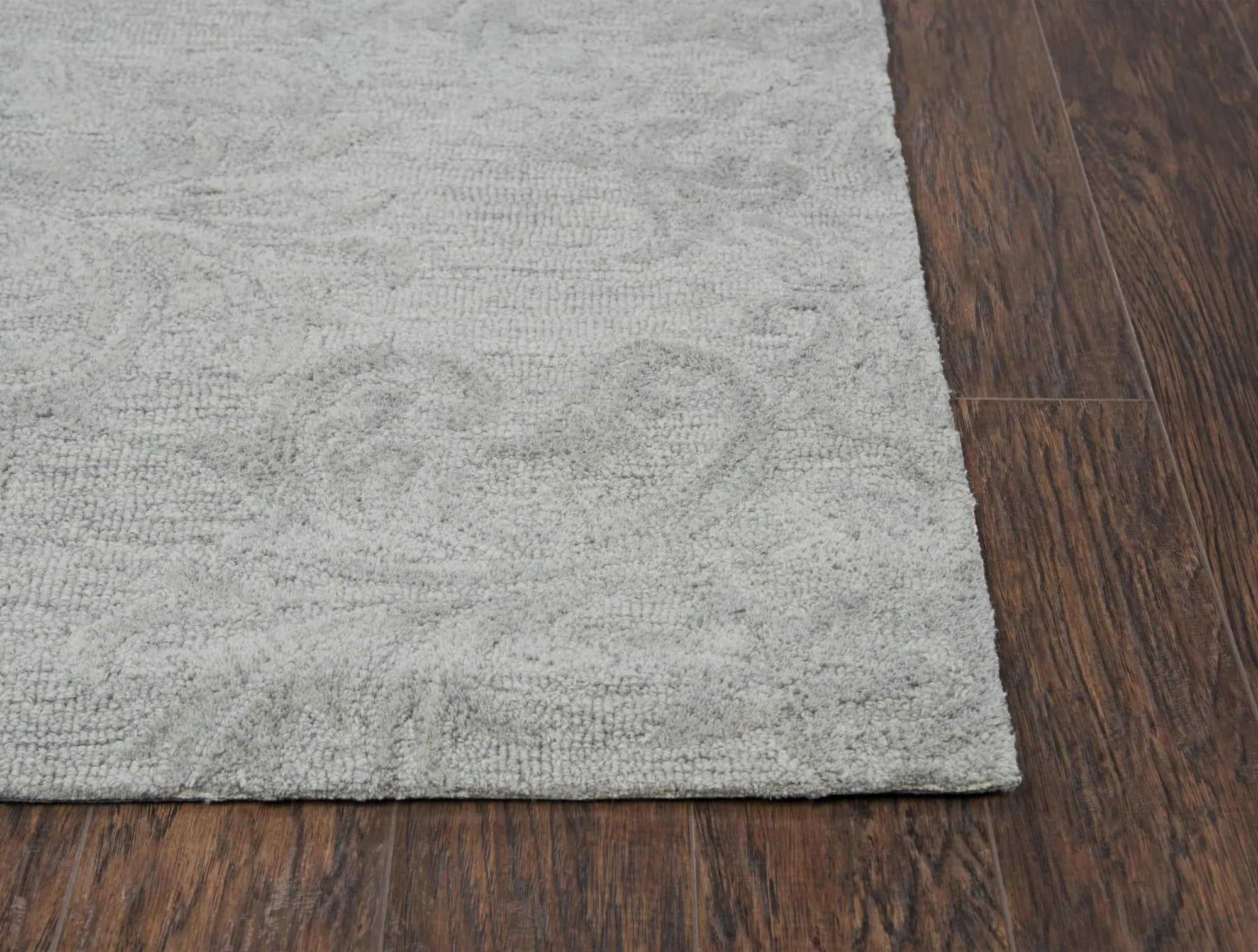 8' X 10' Gray And Dark Gray Wool Damask Hand Tufted Area Rug Homeroots Home Decor
