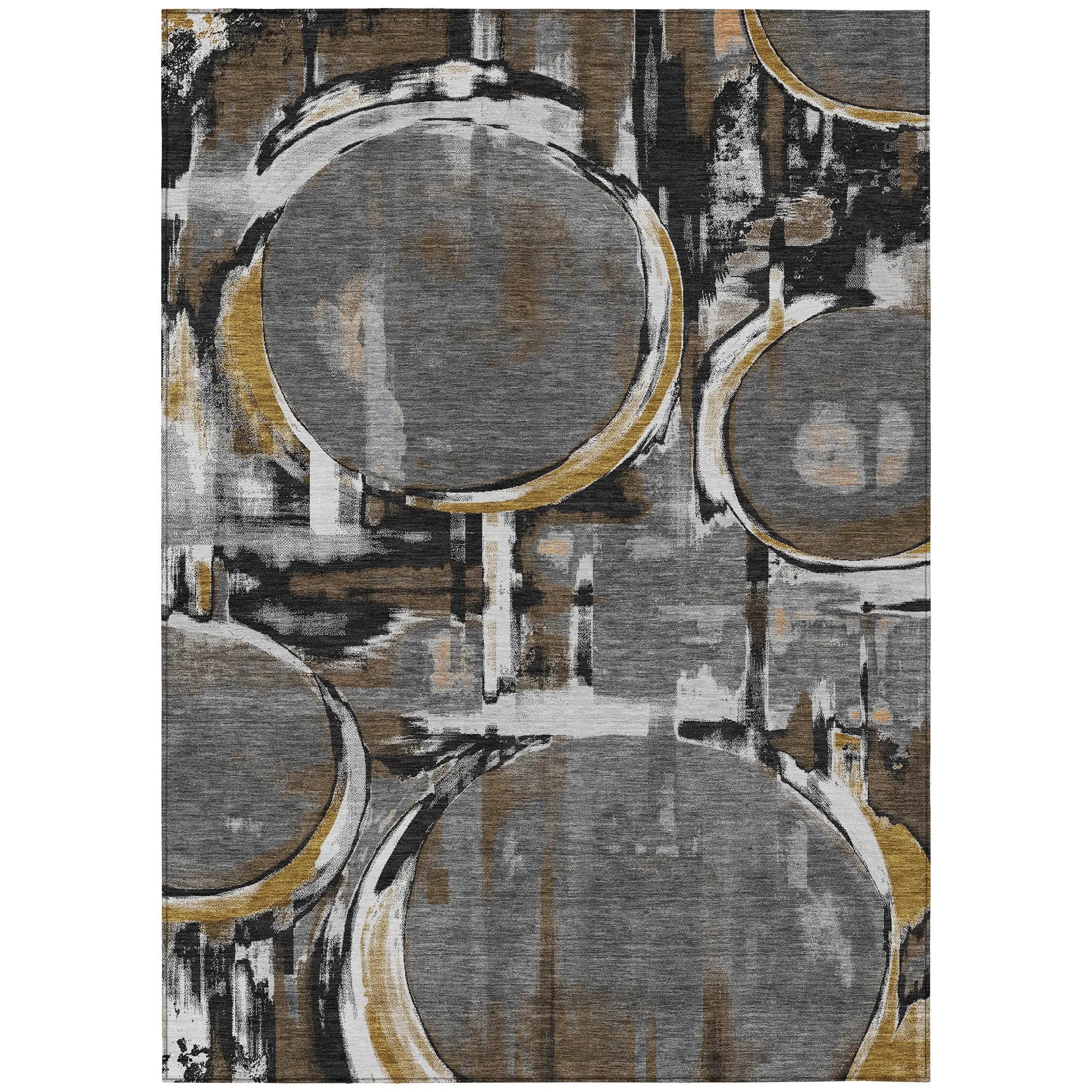 8' X 10' Gray And Graphite Abstract Washable Indoor Outdoor Area Rug Homeroots Outdoor