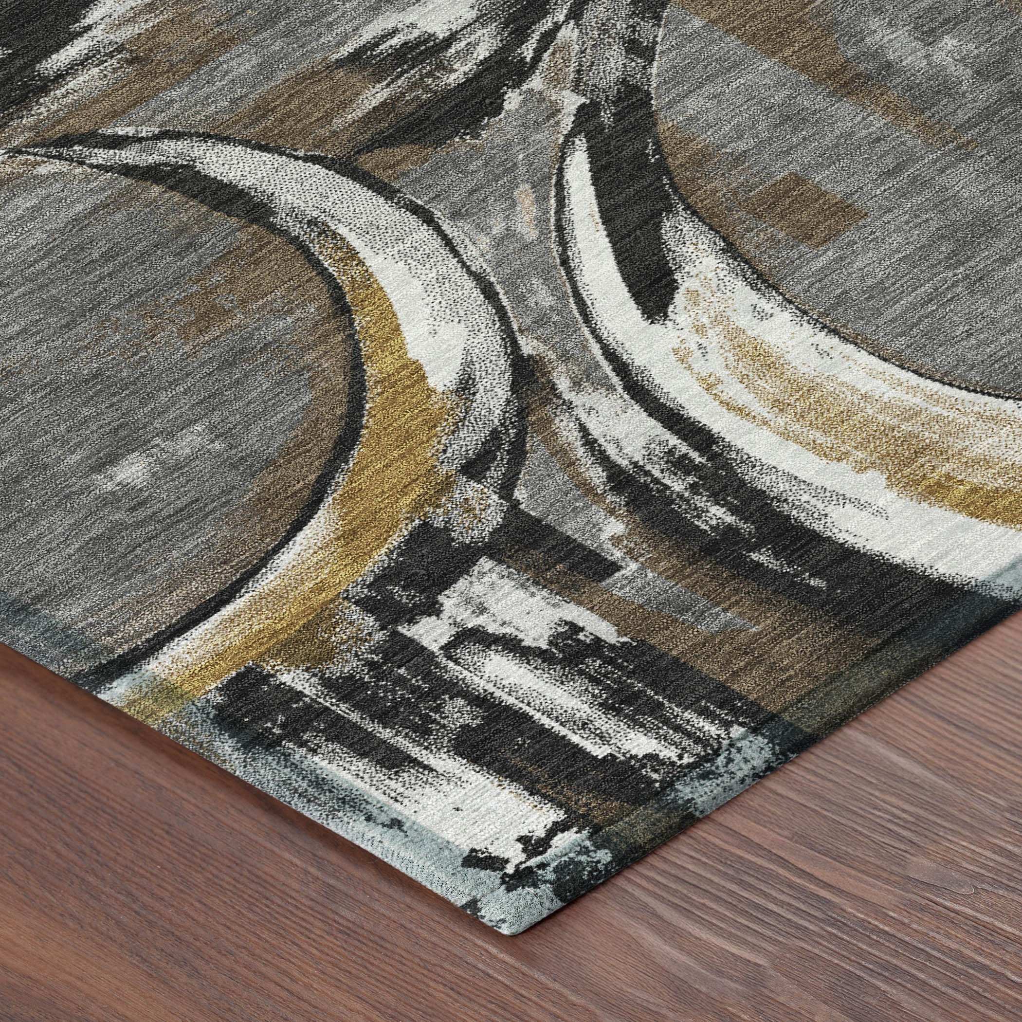 8' X 10' Gray And Graphite Abstract Washable Indoor Outdoor Area Rug Homeroots Outdoor