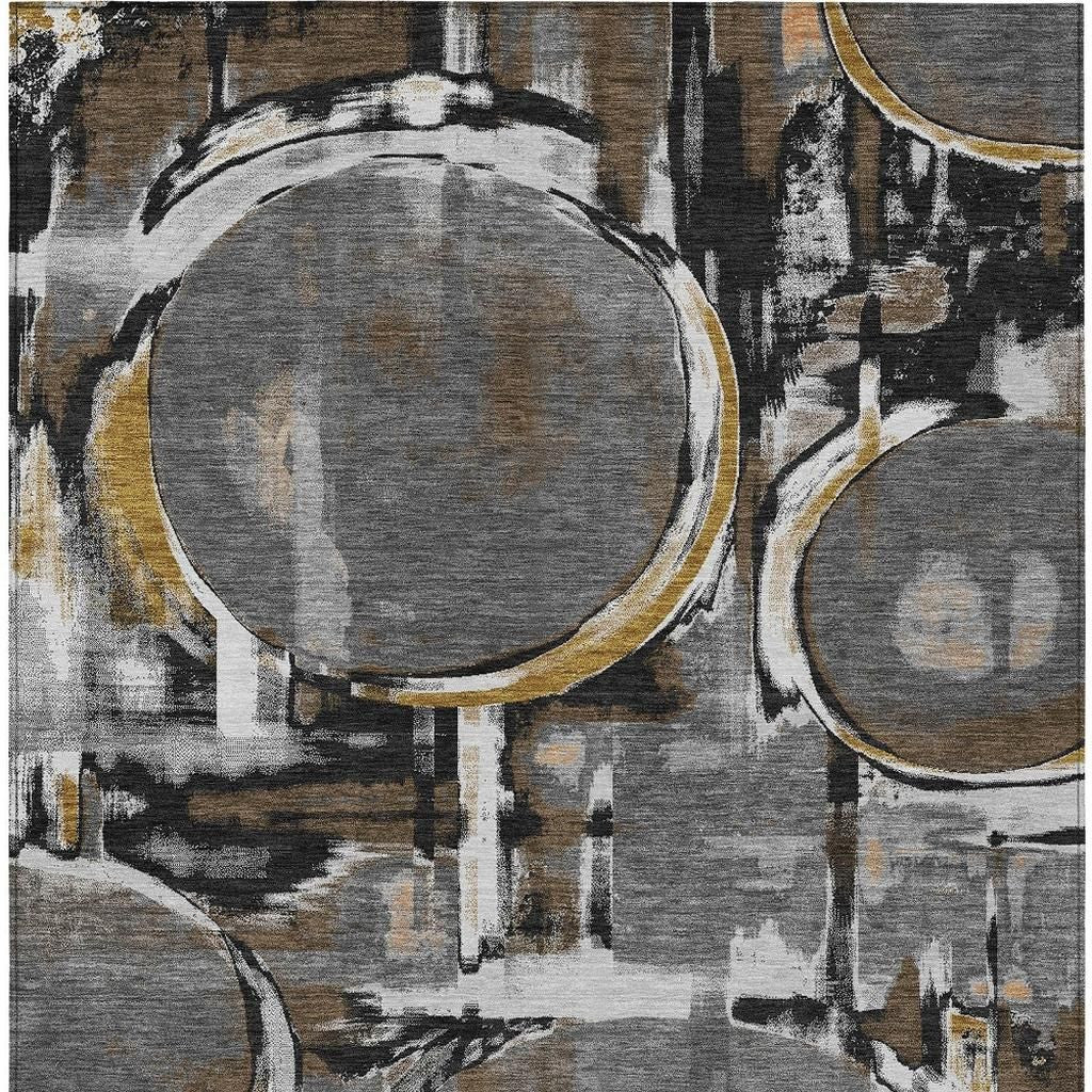 8' X 10' Gray And Graphite Abstract Washable Indoor Outdoor Area Rug Homeroots Outdoor