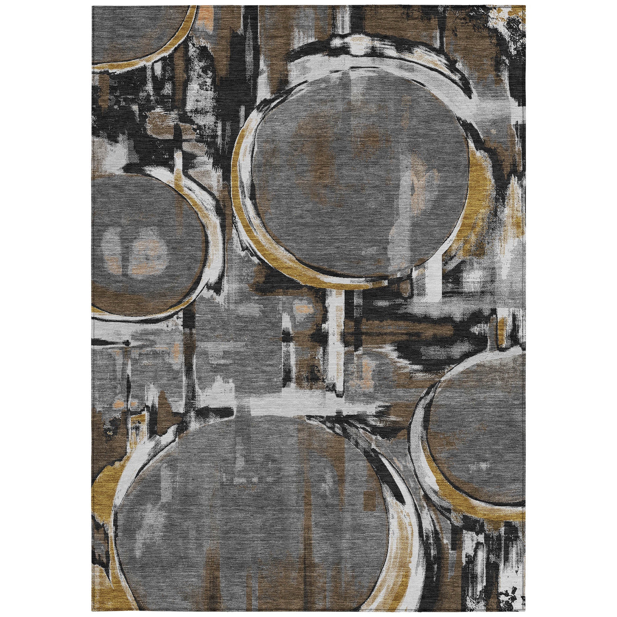 8' X 10' Gray And Graphite Abstract Washable Indoor Outdoor Area Rug Homeroots Outdoor