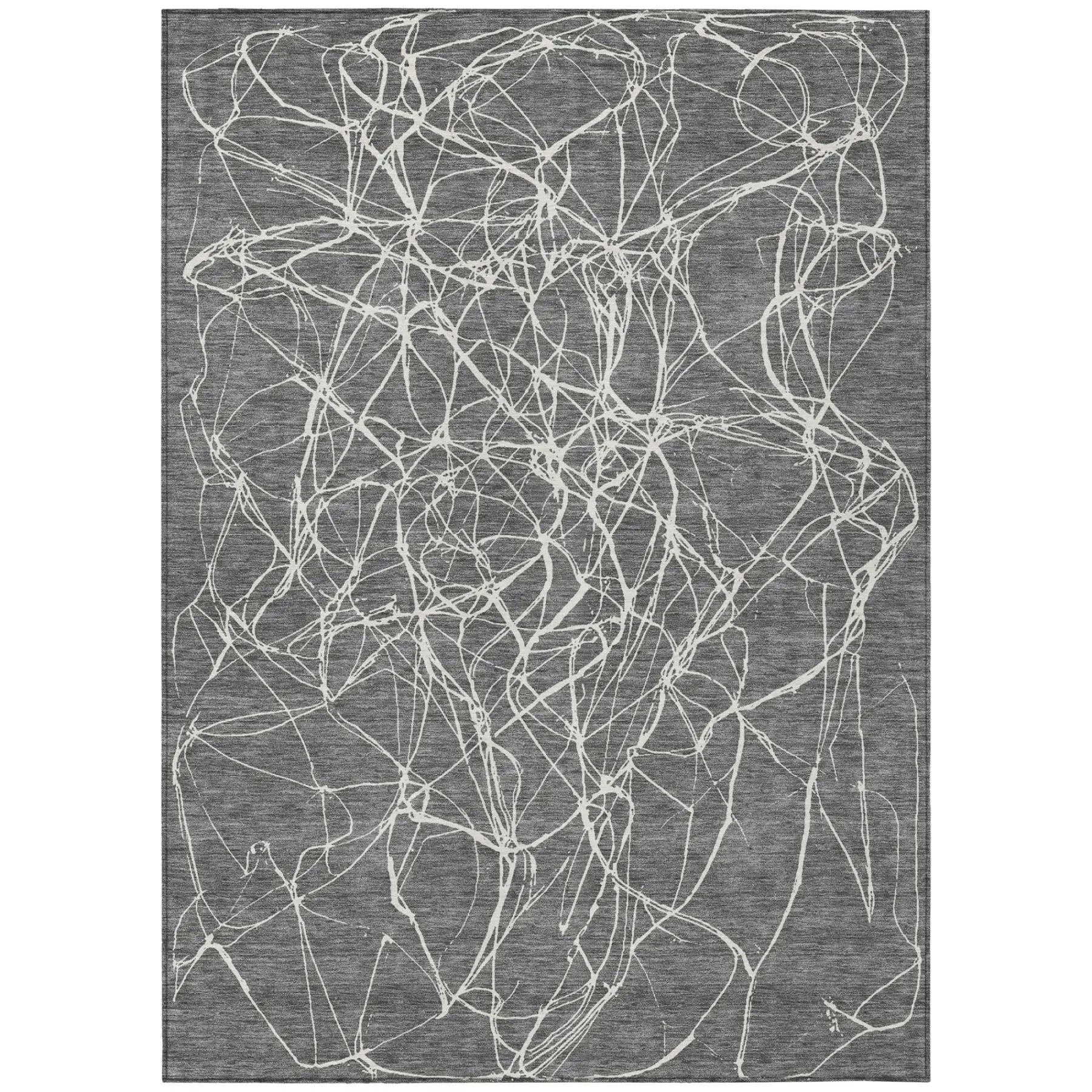 8' X 10' Gray And Graphite Abstract Washable Indoor Outdoor Area Rug Homeroots Outdoor
