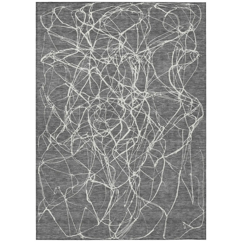 8' X 10' Gray And Graphite Abstract Washable Indoor Outdoor Area Rug Homeroots Outdoor
