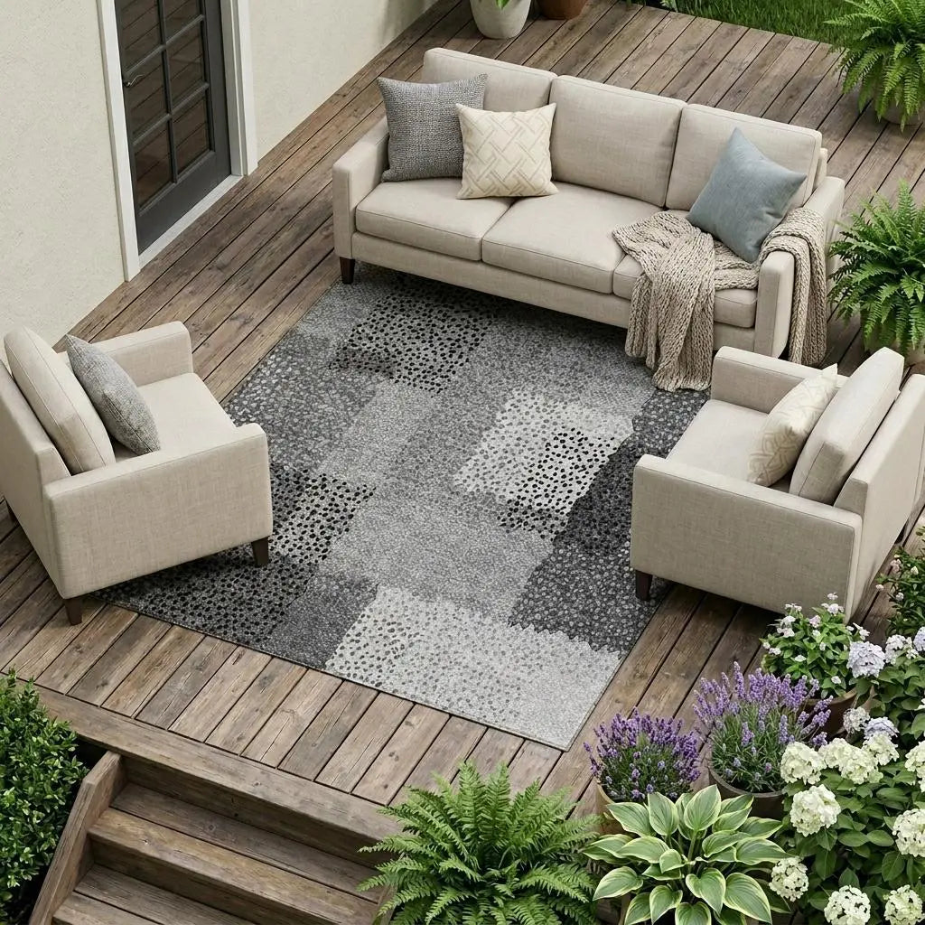 8' X 10' Gray And Graphite Abstract Washable Indoor Outdoor Area Rug Homeroots Outdoor