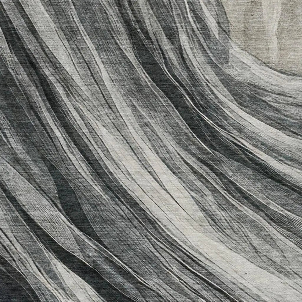 8' X 10' Gray And Graphite Abstract Washable Indoor Outdoor Area Rug Homeroots Outdoor