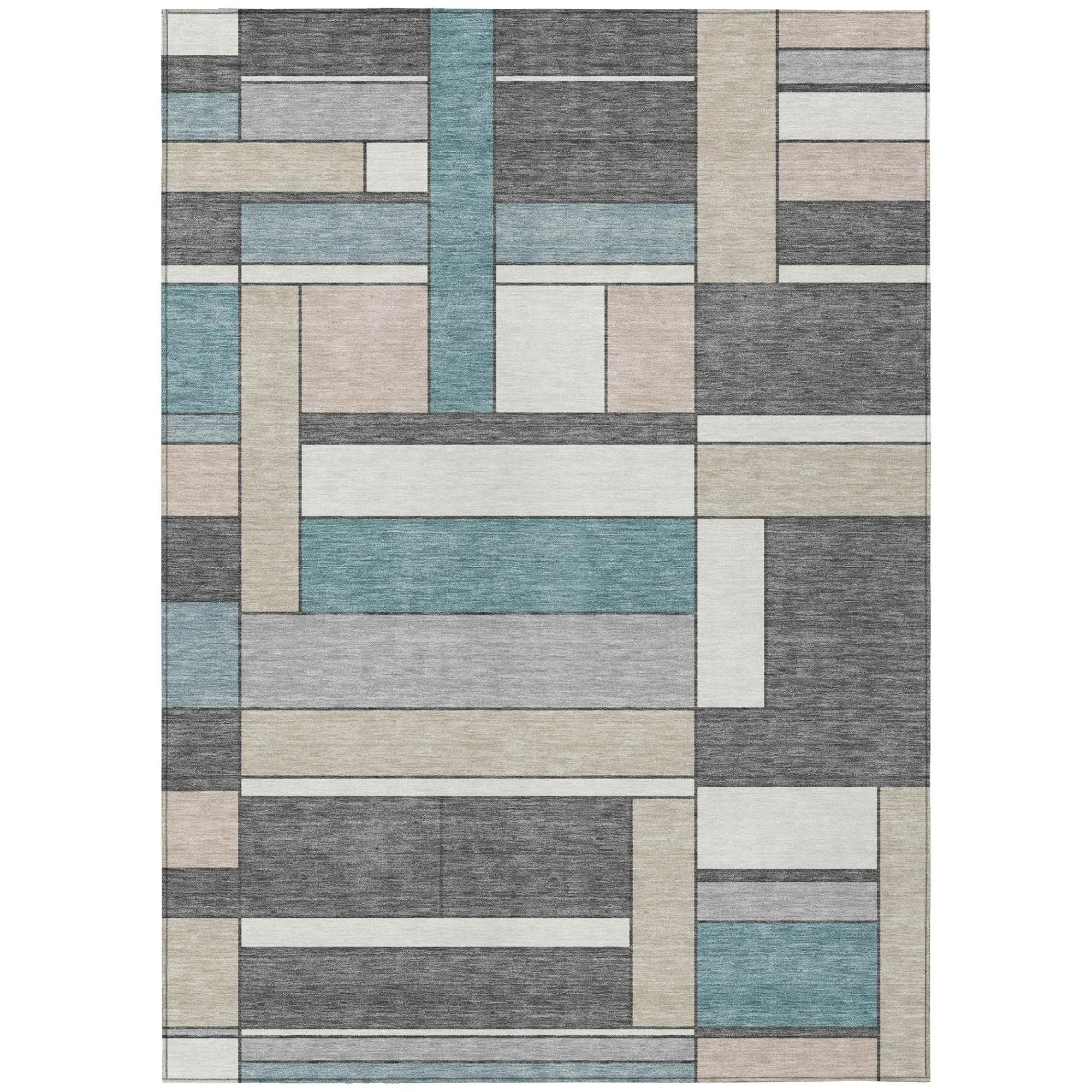 8' X 10' Gray And Graphite Geometric Washable Indoor Outdoor Area Rug Homeroots Outdoor