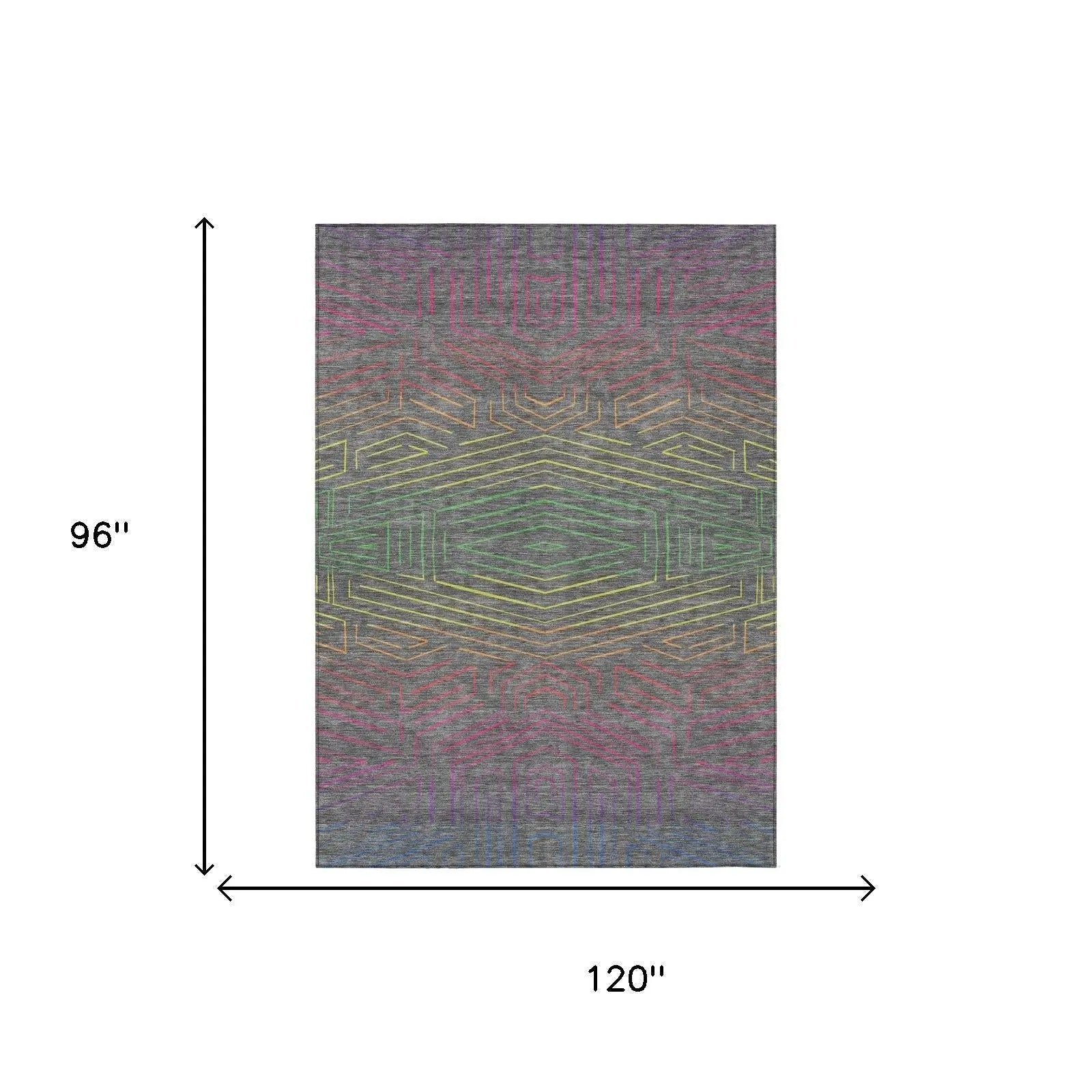 8' X 10' Gray And Graphite Geometric Washable Indoor Outdoor Area Rug Homeroots Outdoor