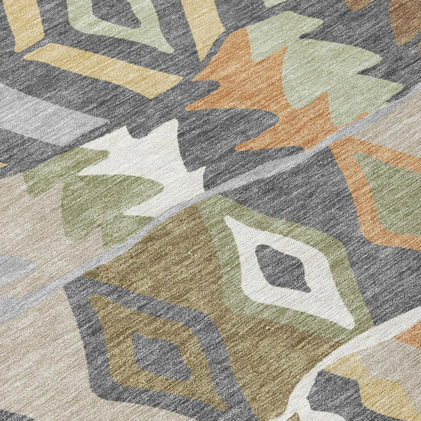 8' X 10' Gray And Graphite Geometric Washable Indoor Outdoor Area Rug Homeroots Outdoor