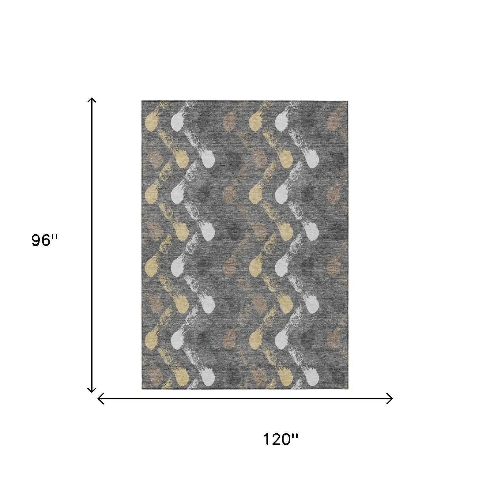 8' X 10' Gray And Graphite Geometric Washable Indoor Outdoor Area Rug Homeroots Outdoor