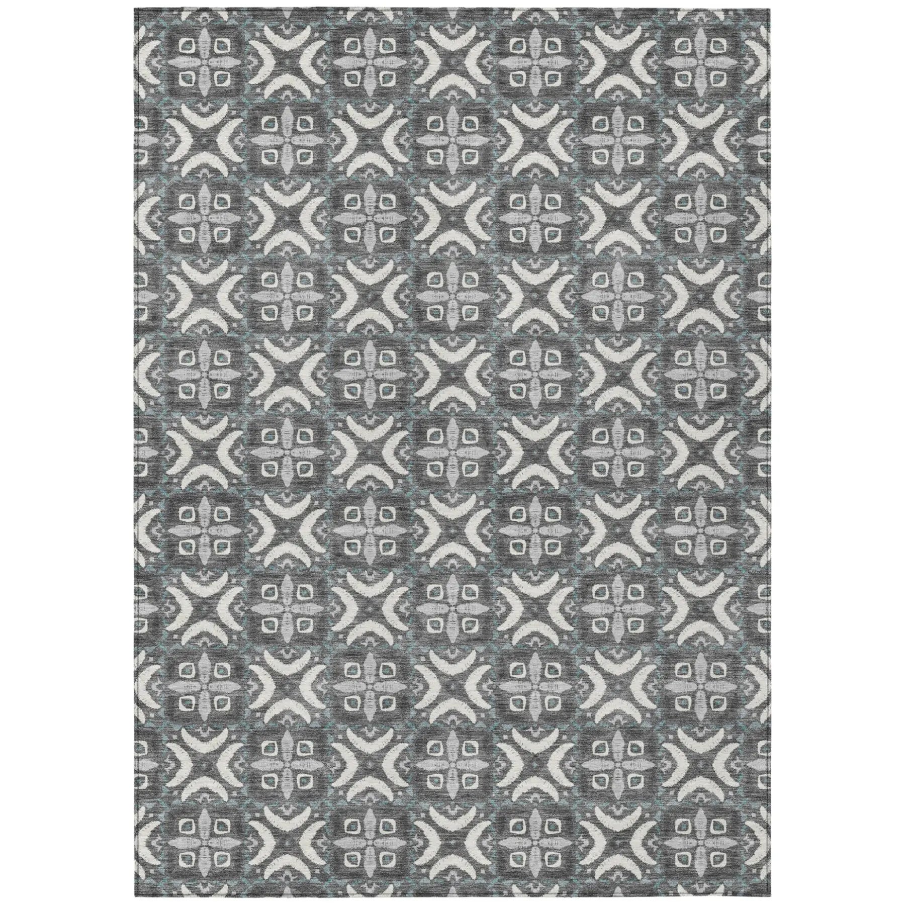 8' X 10' Gray And Graphite Geometric Washable Indoor Outdoor Area Rug Homeroots Outdoor
