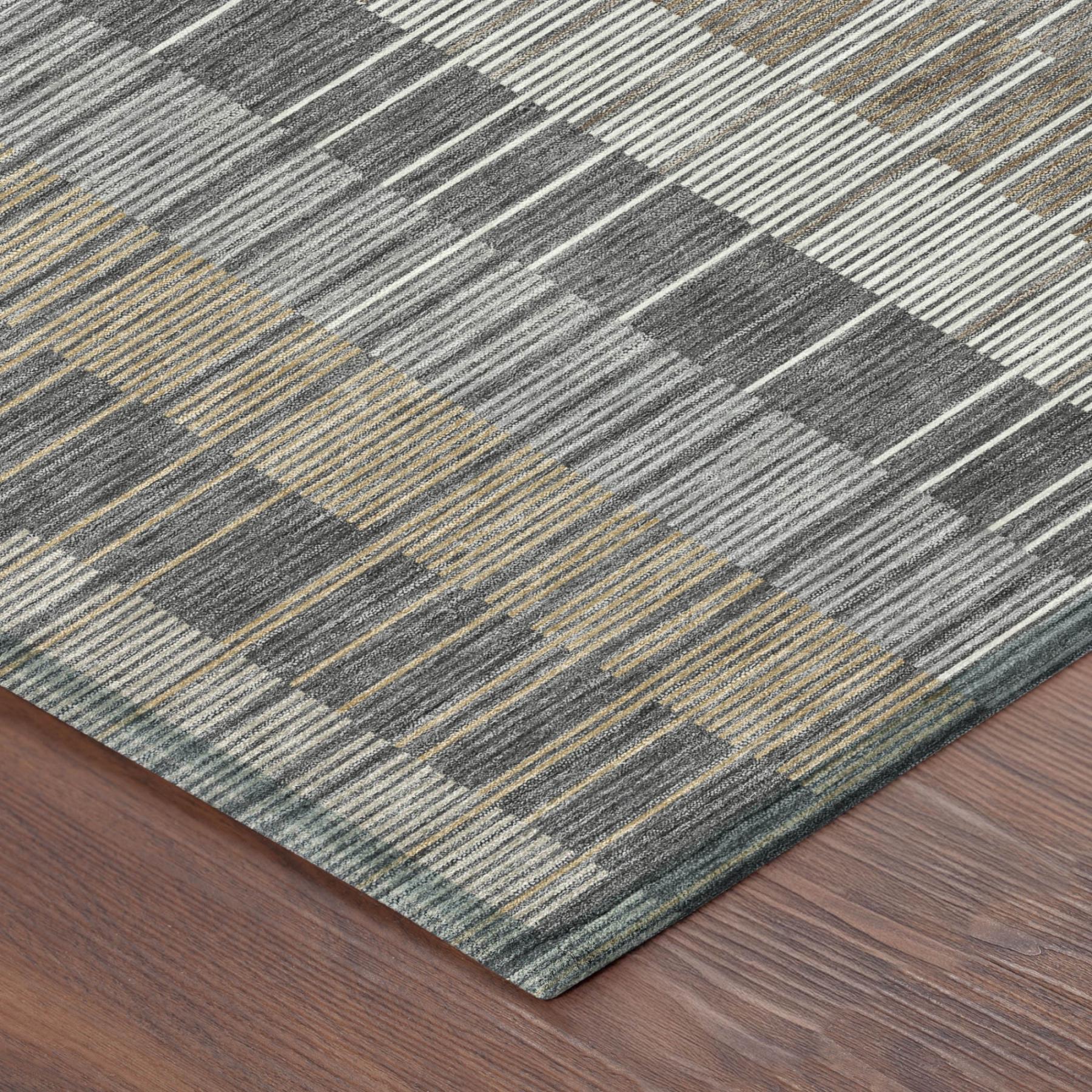 8' X 10' Gray And Graphite Striped Washable Indoor Outdoor Area Rug Homeroots Outdoor