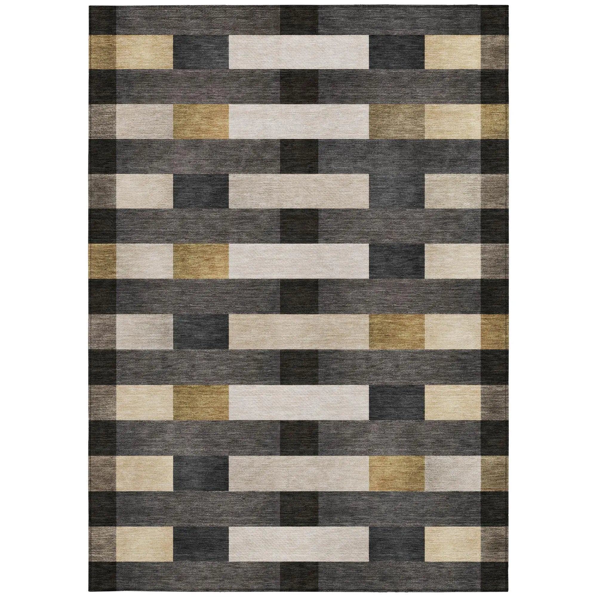 8' X 10' Gray And Graphite Striped Washable Indoor Outdoor Area Rug Homeroots Outdoor