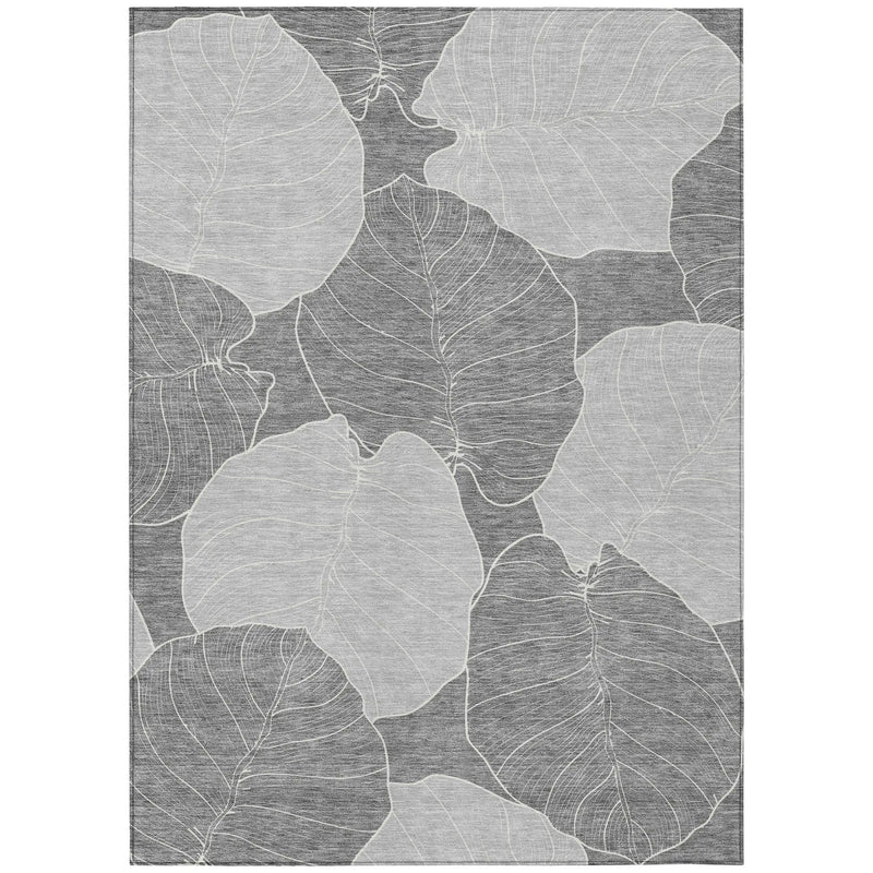 8' X 10' Gray And Ivory Floral Washable Indoor Outdoor Area Rug Homeroots Outdoor