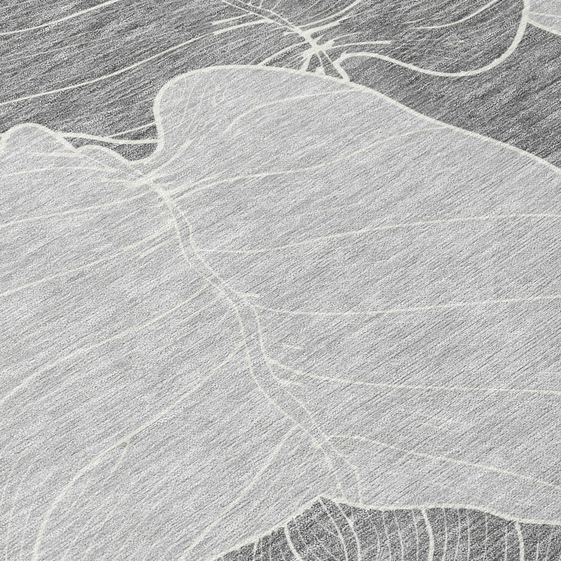 8' X 10' Gray And Ivory Floral Washable Indoor Outdoor Area Rug Homeroots Outdoor