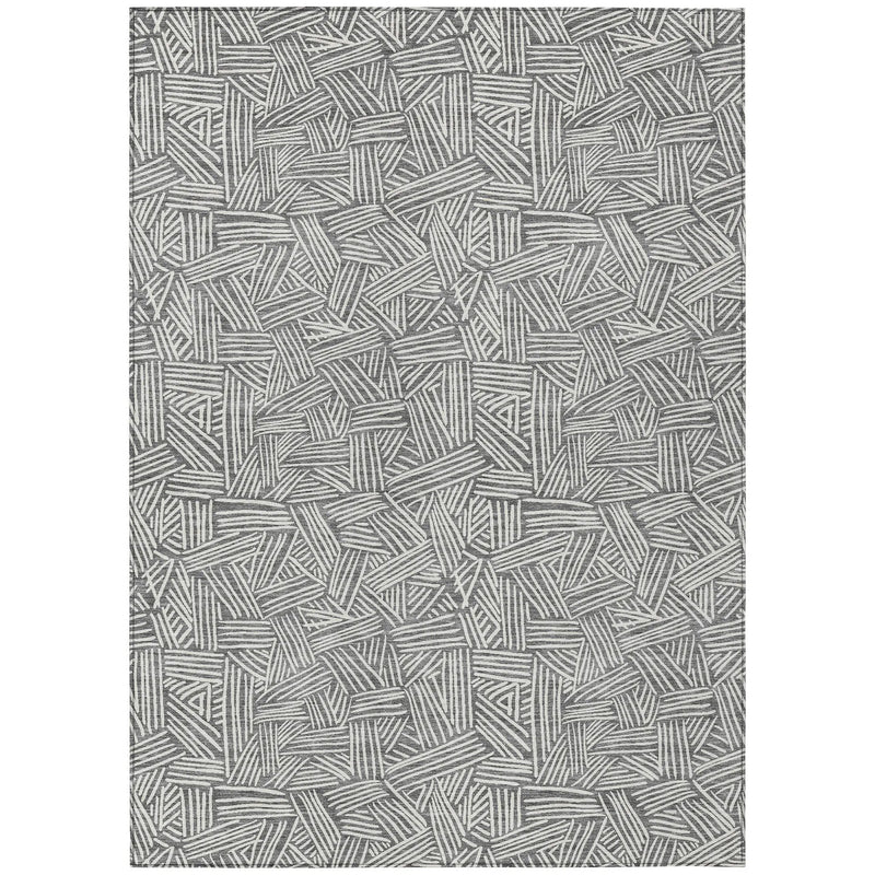 8' X 10' Gray And Ivory Geometric Washable Indoor Outdoor Area Rug Homeroots Outdoor