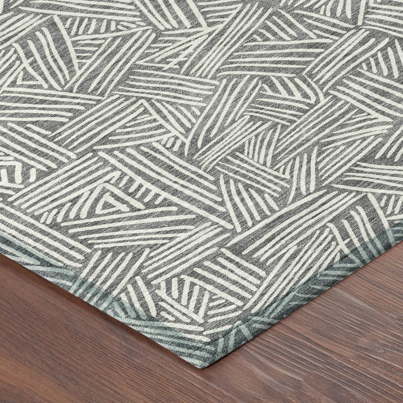 8' X 10' Gray And Ivory Geometric Washable Indoor Outdoor Area Rug Homeroots Outdoor