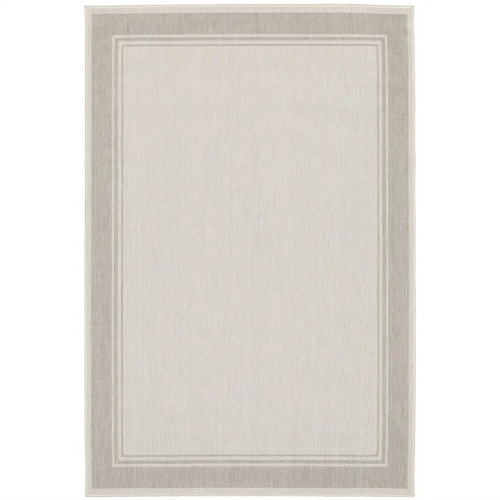 8' X 10' Gray And Ivory Indoor Outdoor Area Rug Homeroots Outdoor