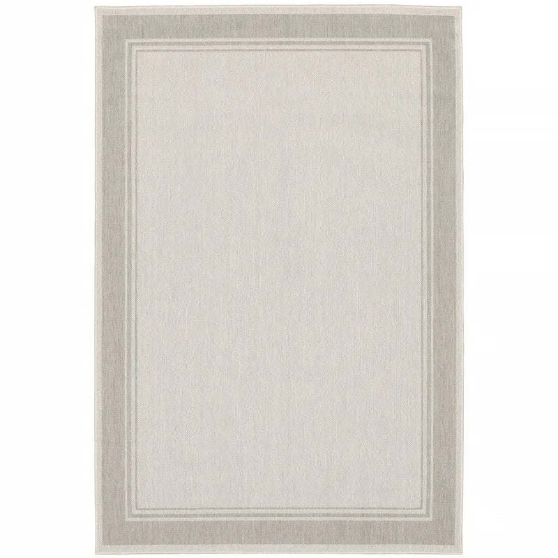 8' X 10' Gray And Ivory Indoor Outdoor Area Rug Homeroots Outdoor