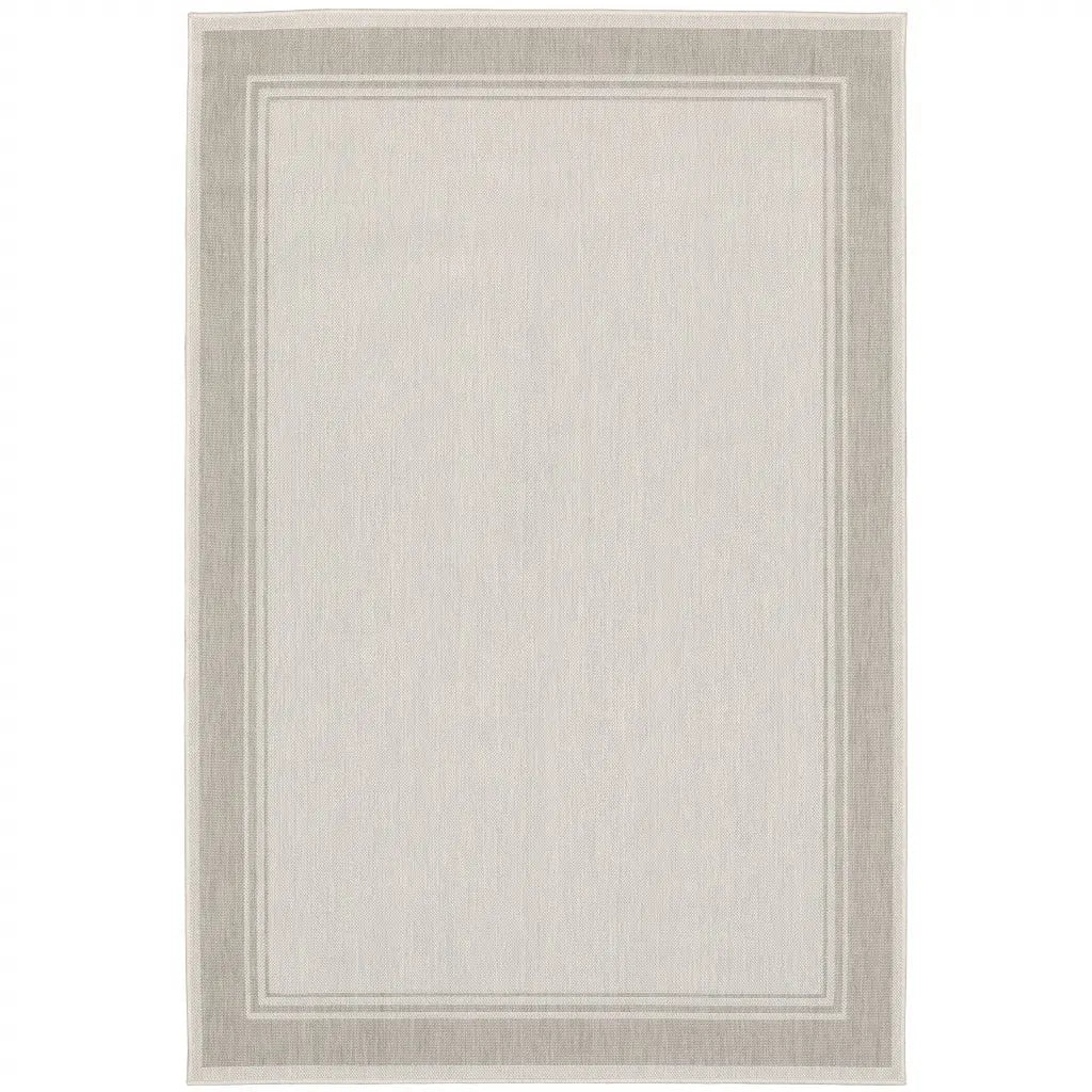 8' X 10' Gray And Ivory Indoor Outdoor Area Rug Homeroots Outdoor