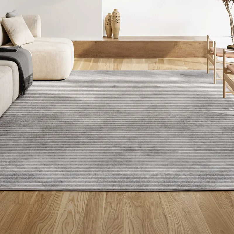 8' X 10' Gray And Ivory Striped Indoor Outdoor Area Rug - GreatEagleInc