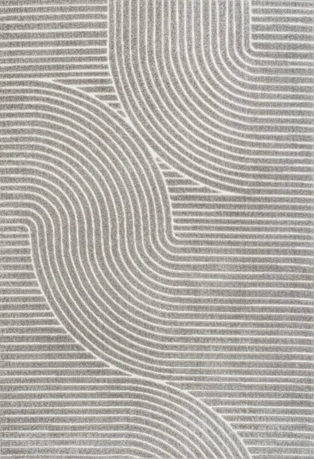 8' X 10' Gray And Ivory Striped Indoor Outdoor Area Rug Homeroots Outdoor