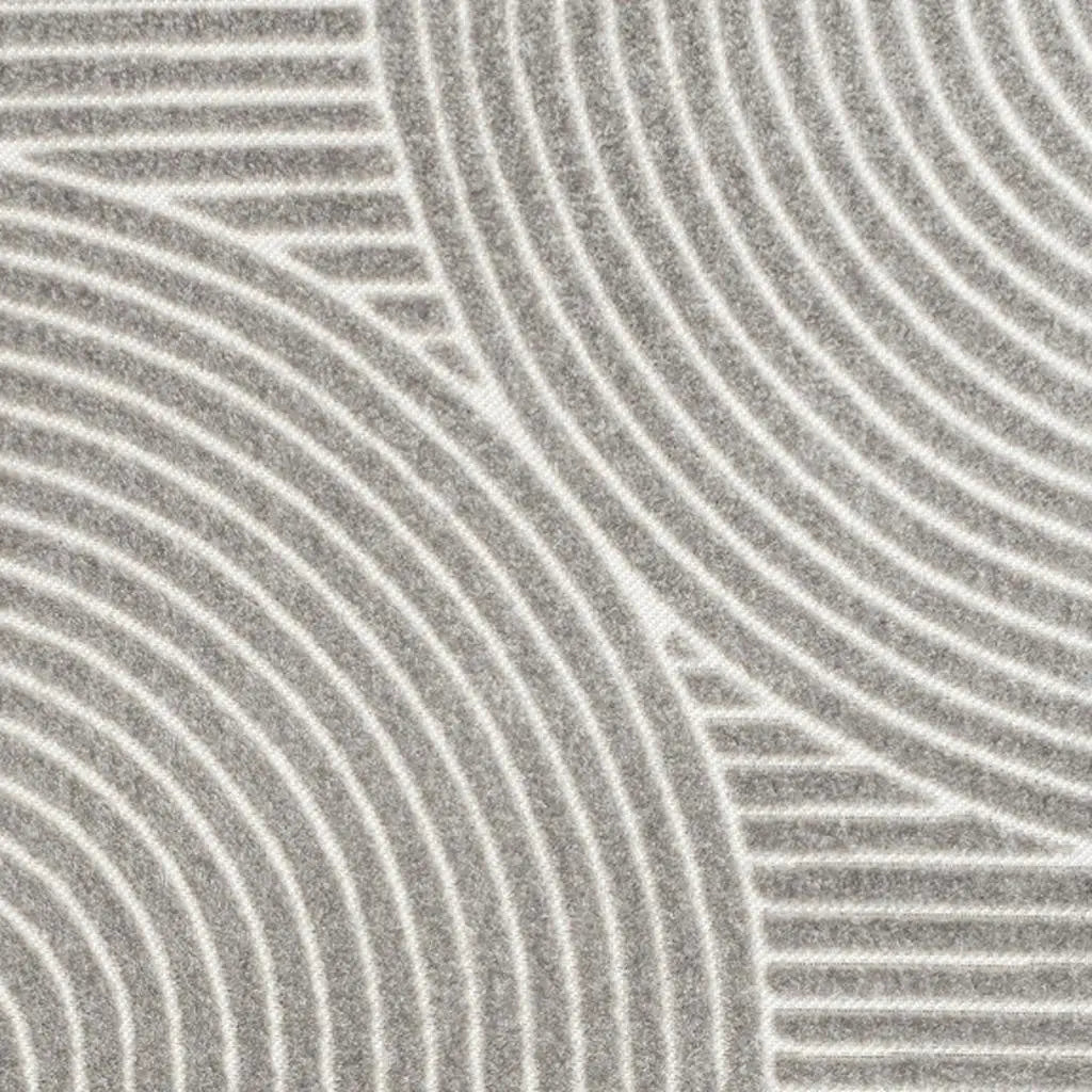 8' X 10' Gray And Ivory Striped Indoor Outdoor Area Rug Homeroots Outdoor