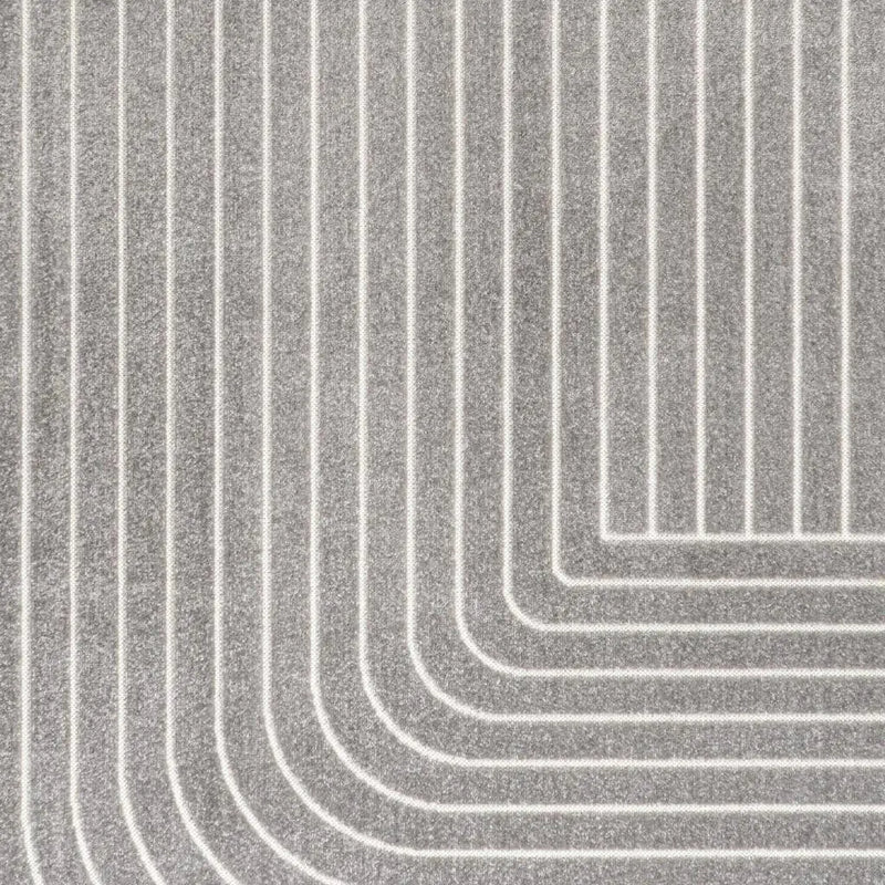 8' X 10' Gray And Ivory Striped Indoor Outdoor Area Rug Homeroots Outdoor