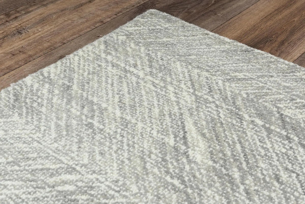 8' X 10' Gray And Ivory Wool Chevron Hand Tufted Area Rug Homeroots Home Decor