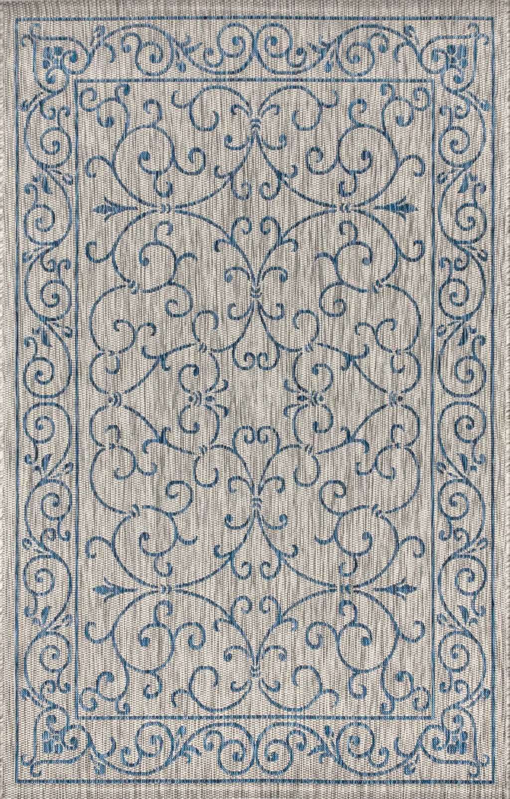 8' X 10' Gray And Navy Blue Medallion Indoor Outdoor Area Rug Homeroots Outdoor