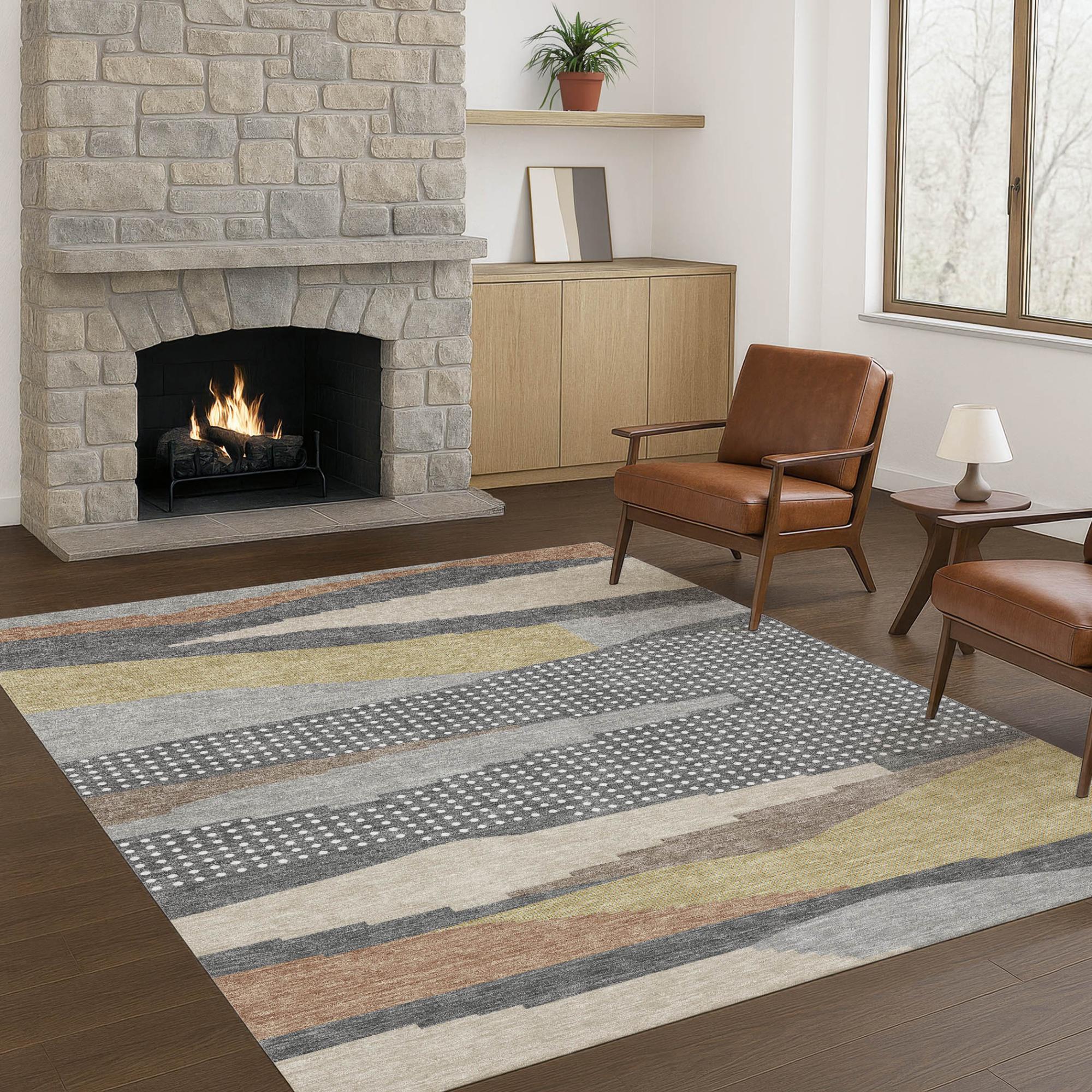 8' X 10' Gray And Pewter Abstract Washable Indoor Outdoor Area Rug Homeroots Outdoor