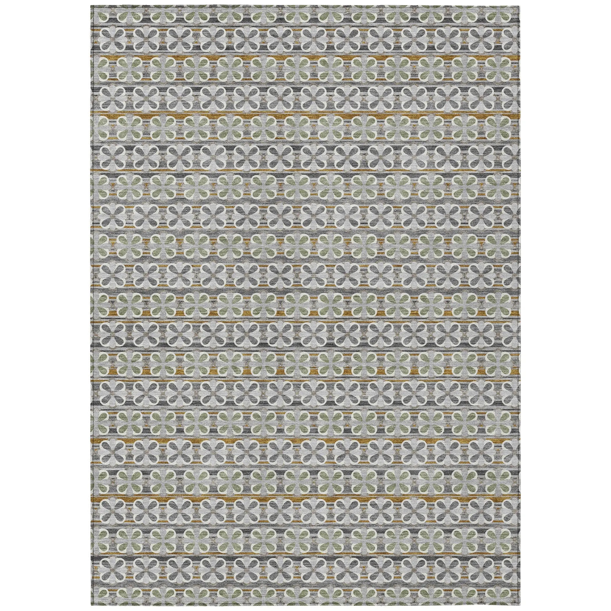 8' X 10' Gray And Pink Striped Washable Indoor Outdoor Area Rug Homeroots Outdoor