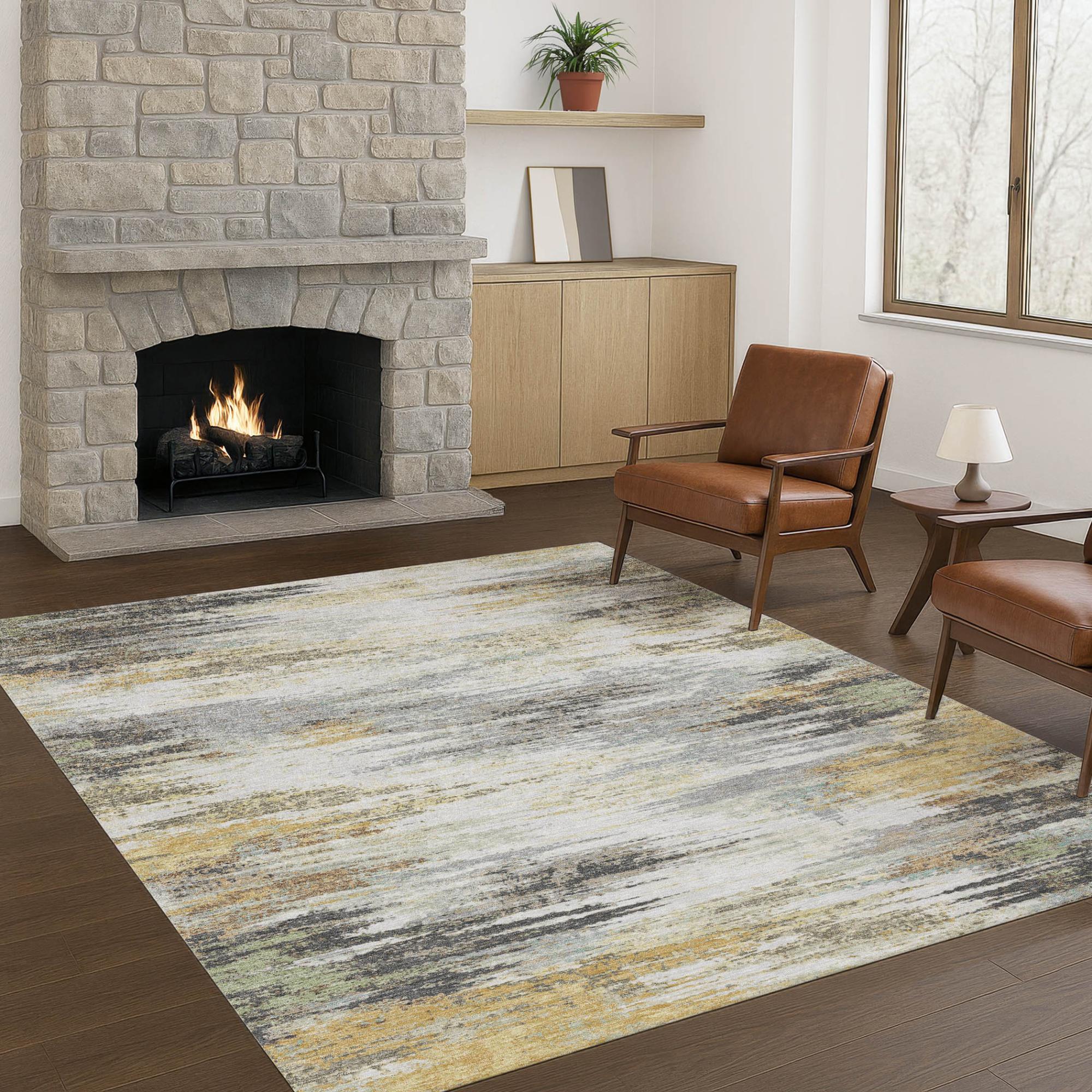 8' X 10' Gray And Silver Abstract Washable Indoor Outdoor Area Rug Homeroots Outdoor