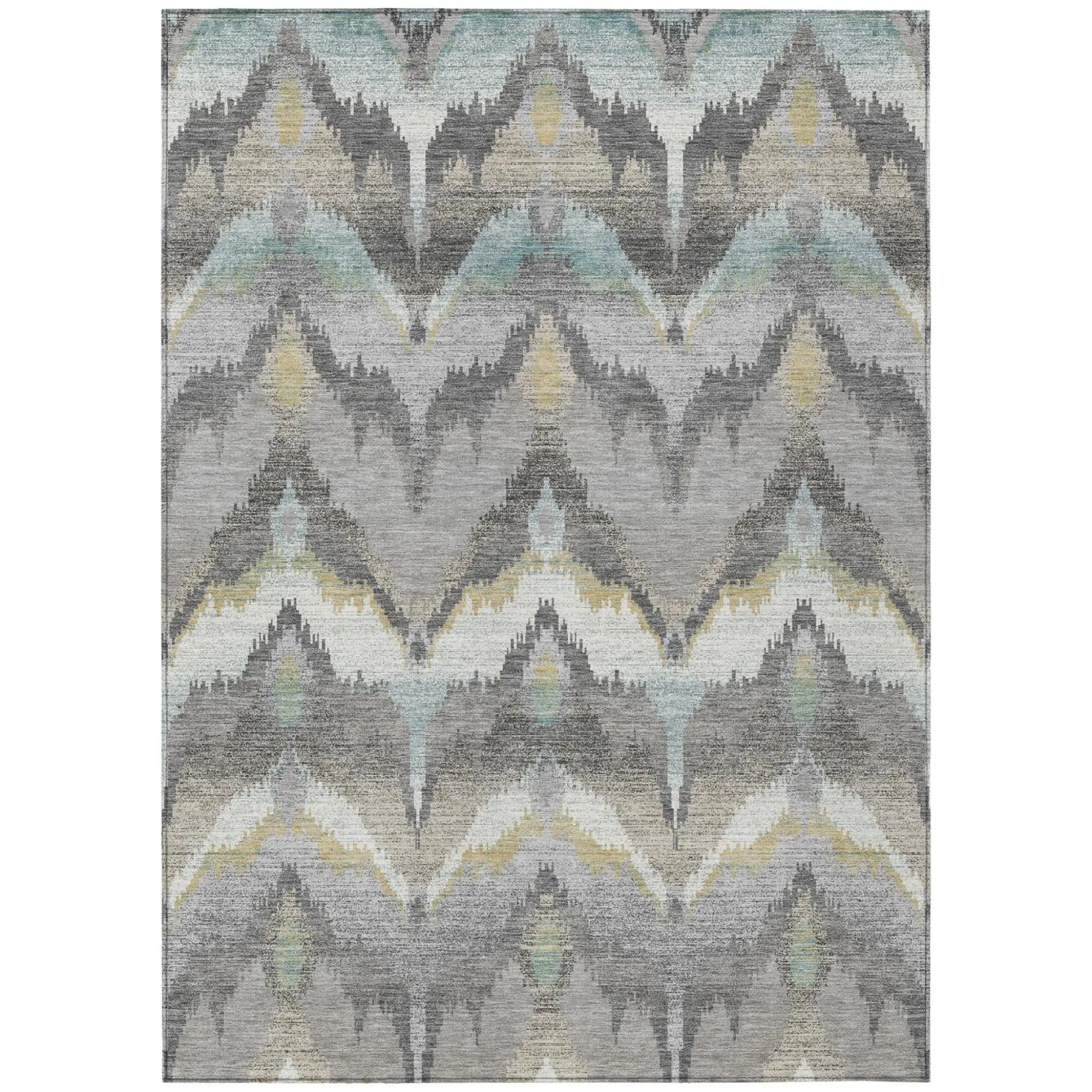 8' X 10' Gray And Silver Abstract Washable Indoor Outdoor Area Rug Homeroots Outdoor