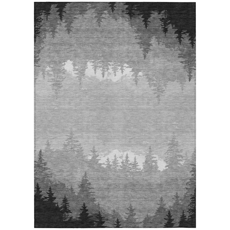 8' X 10' Gray And Silver Floral Washable Indoor Outdoor Area Rug Homeroots Outdoor