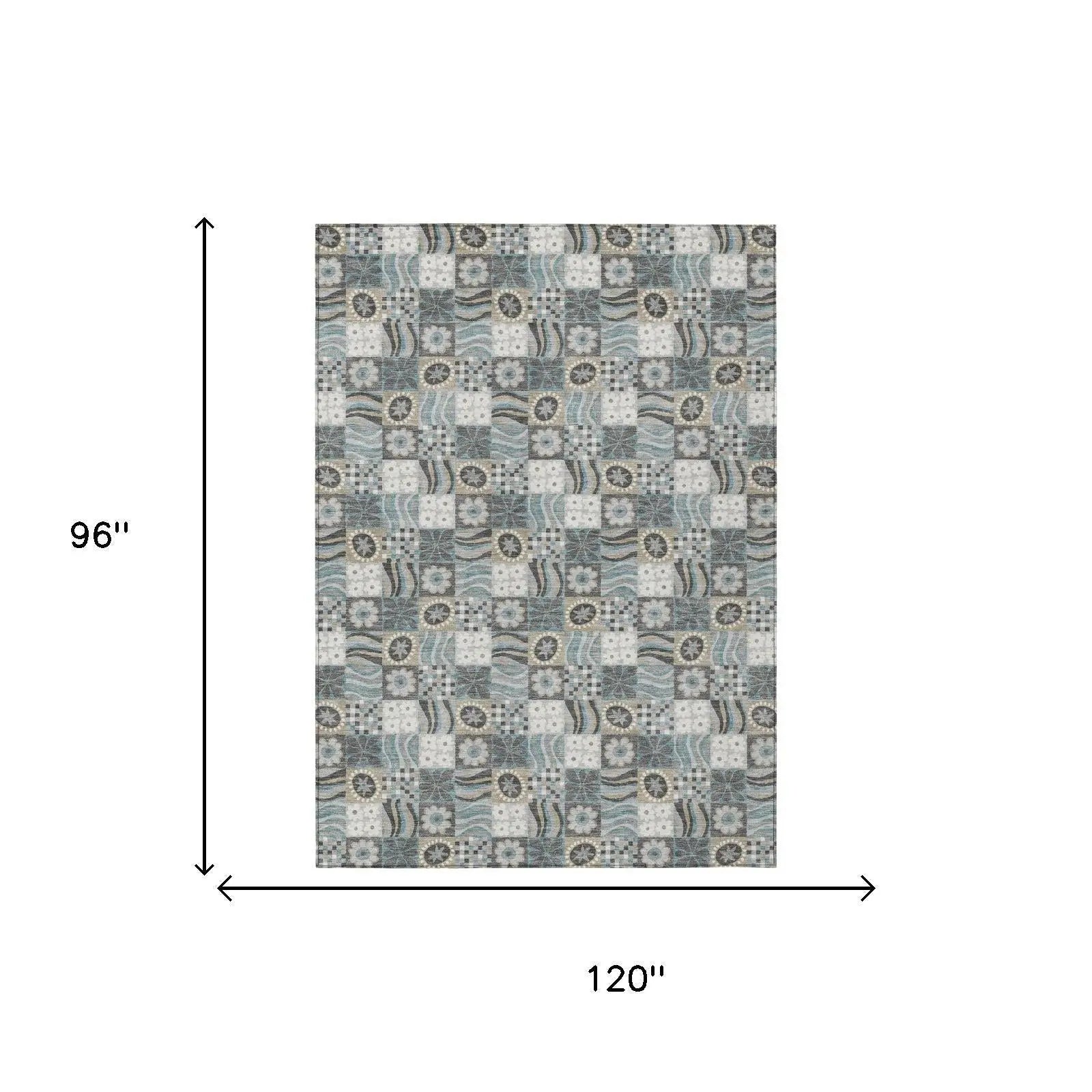 8' X 10' Gray And Silver Floral Washable Indoor Outdoor Area Rug Homeroots Outdoor