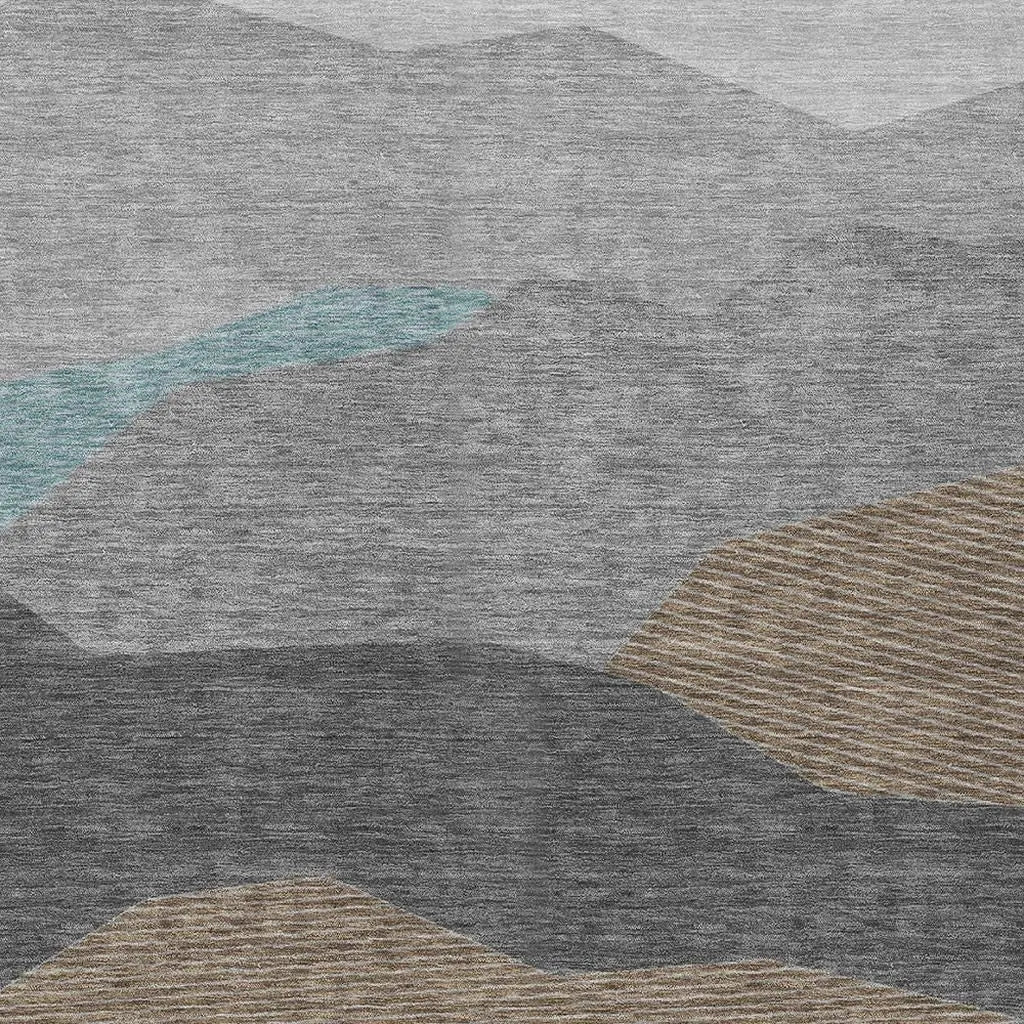 8' X 10' Gray And Silver Geometric Washable Indoor Outdoor Area Rug Homeroots Outdoor